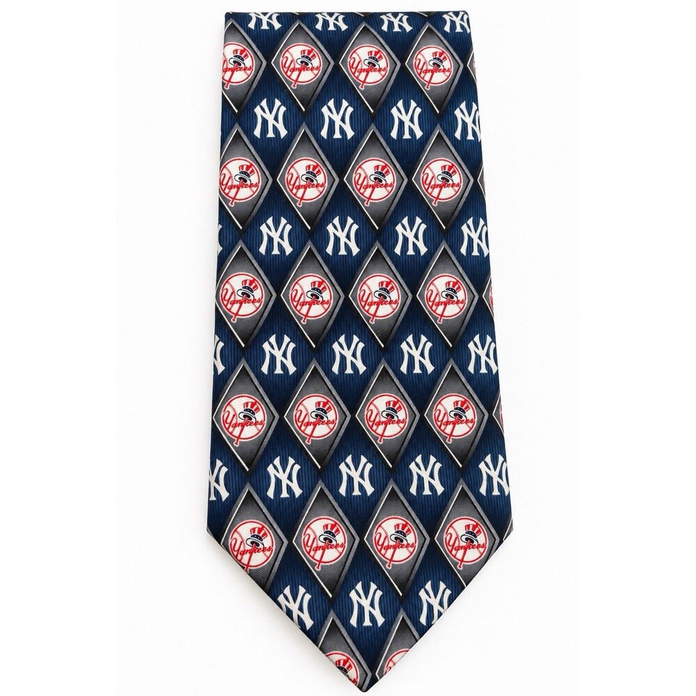 New York Yankees MLB Men’s 100% Silk Necktie Tie Navy Blue Logo Baseball